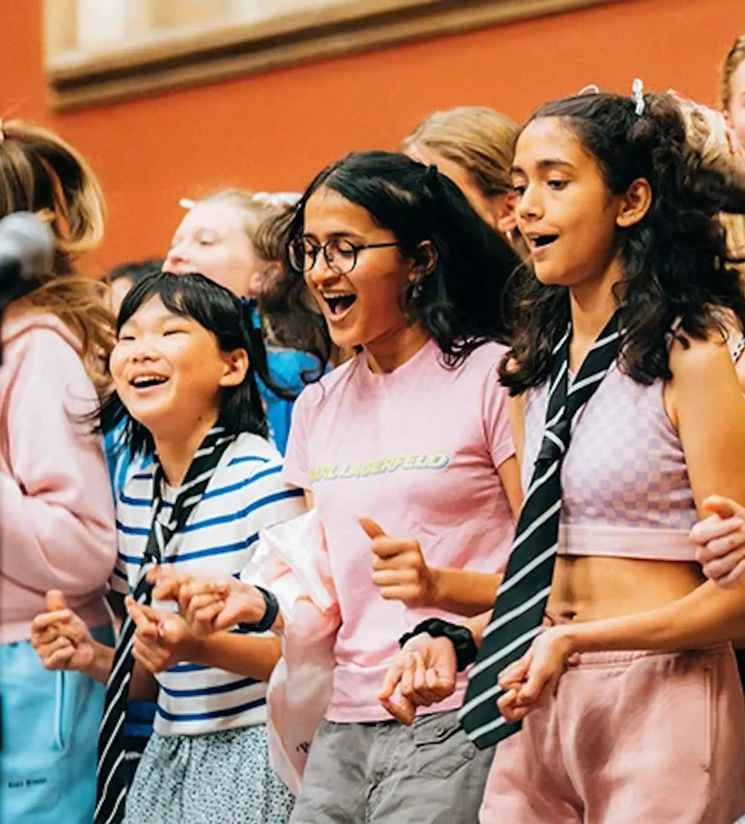 Students jumping and singing